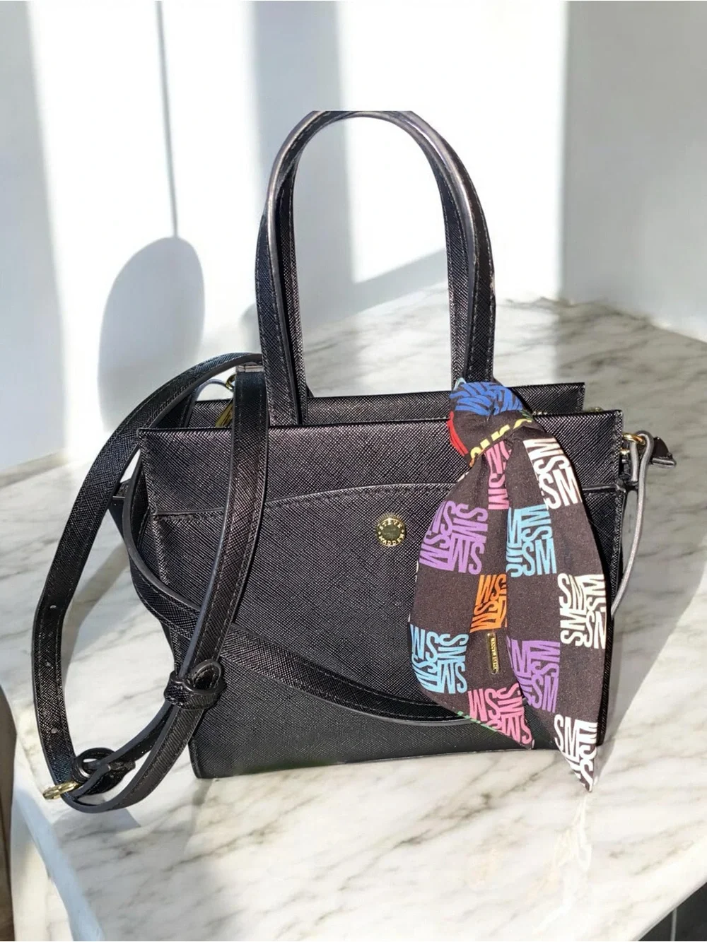 Steve Madden Black Mini Structured Satchel Crossbody Bag